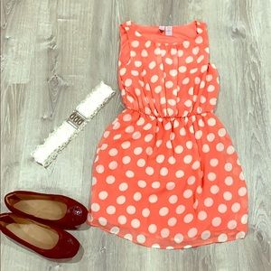 Coral polka dot dress